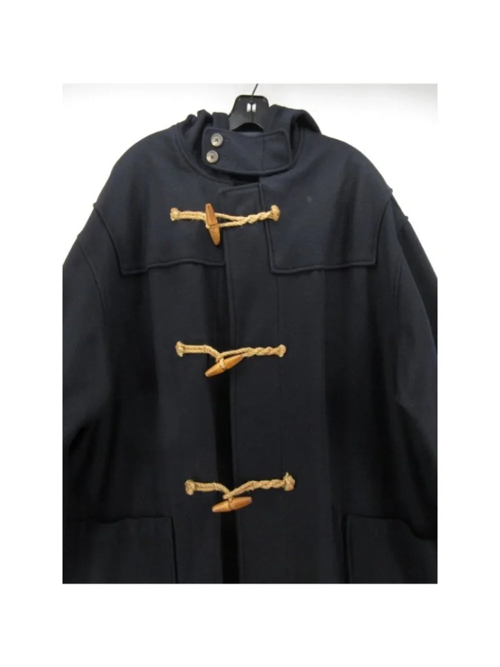 VINTAGE Polo Ralph Lauren Jacket XL Navy Wool Duffle Coat Hoodie Toggle